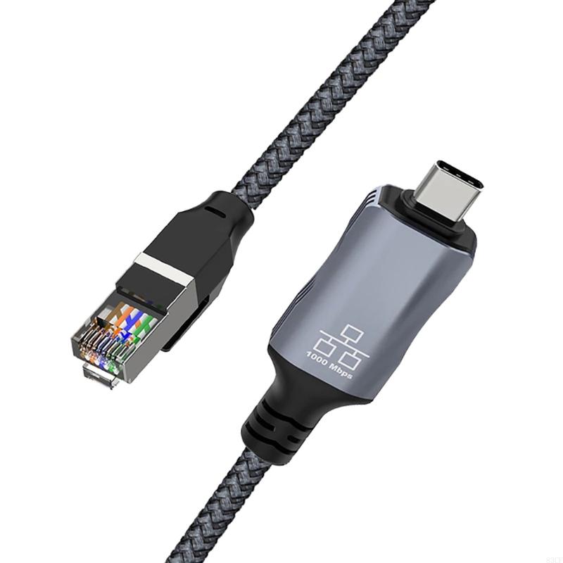 Braided Line - Snelle USB C naar RJ45-netwerkkabel 1,8