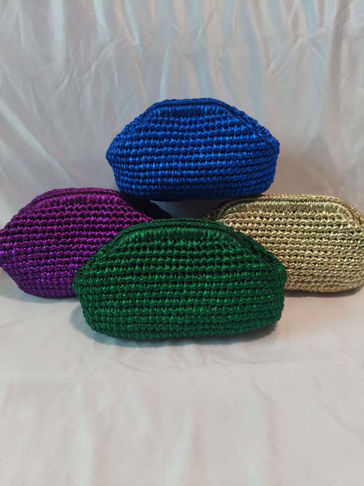 Tippet Line - Metallic stoffen lijn gehaakte cliptas Handgeweven